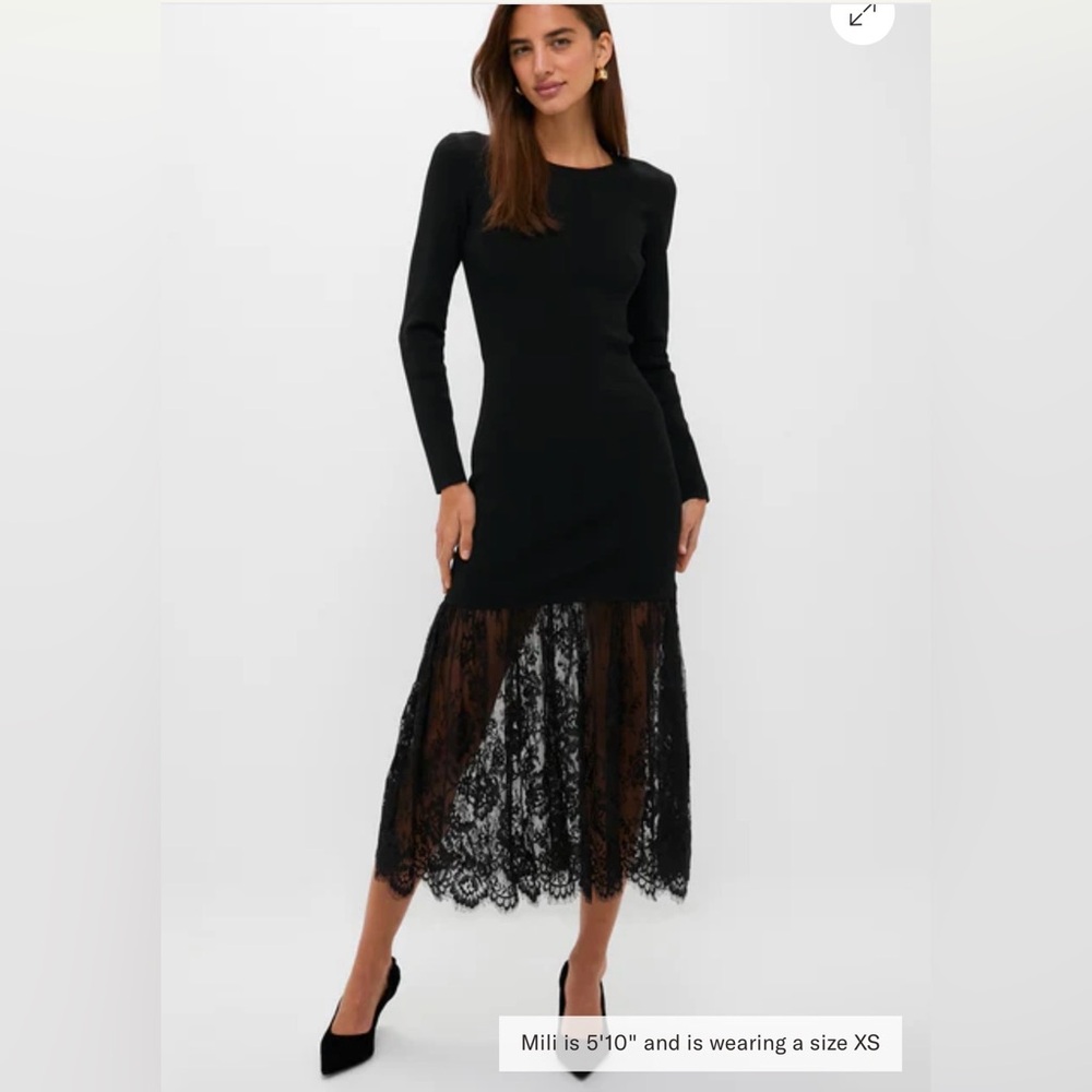 NWOT HYACINTH HOUSE TUCKERNUCK $178 Black Knit Giavanna Lace Maxi Dress XXS